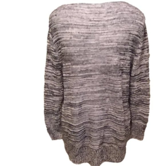 Eileen Fisher Women's M Gray Organic Linen Long Sleeve Open Knit Sweater - Picture 4 of 8